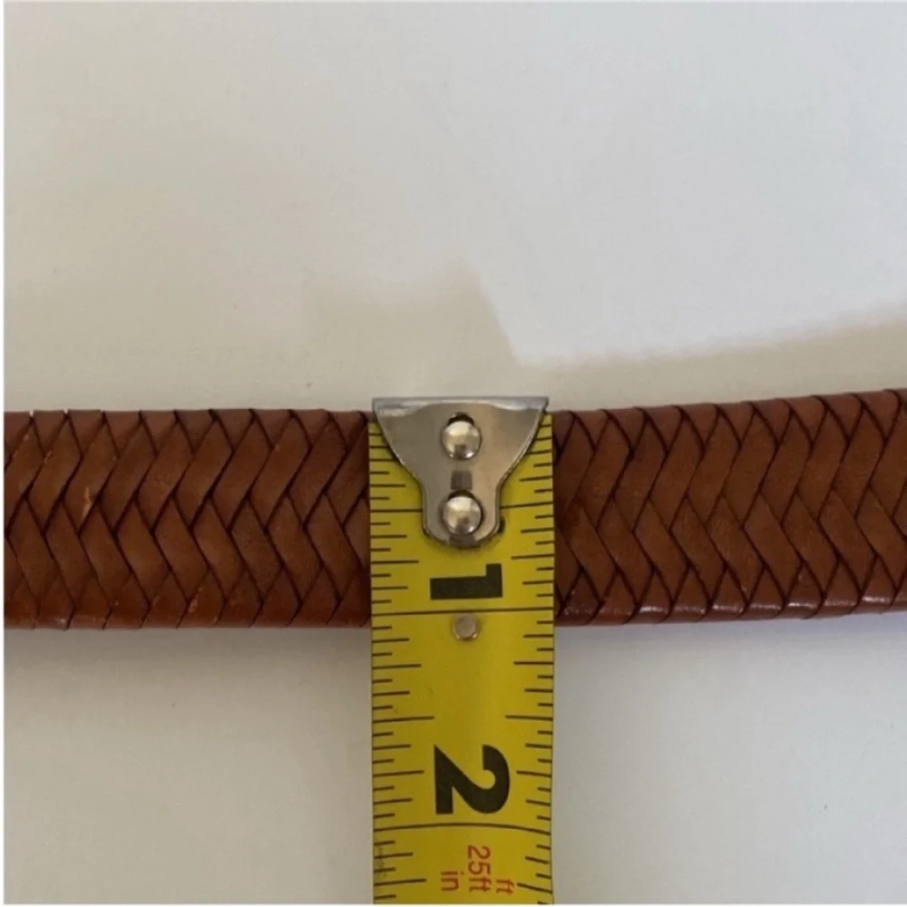 Willis and Geiger Belt Brown Leather Woven Braided Horse Bit Buckle Size 42